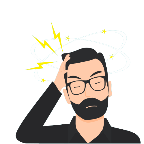 Stressed man holding his head