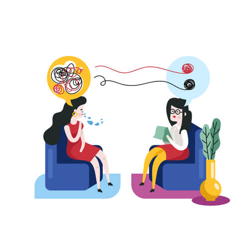 therapist listening to a patient