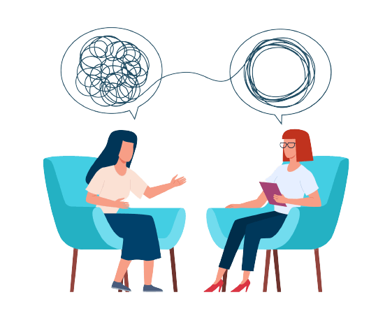 therapist helping patient understand